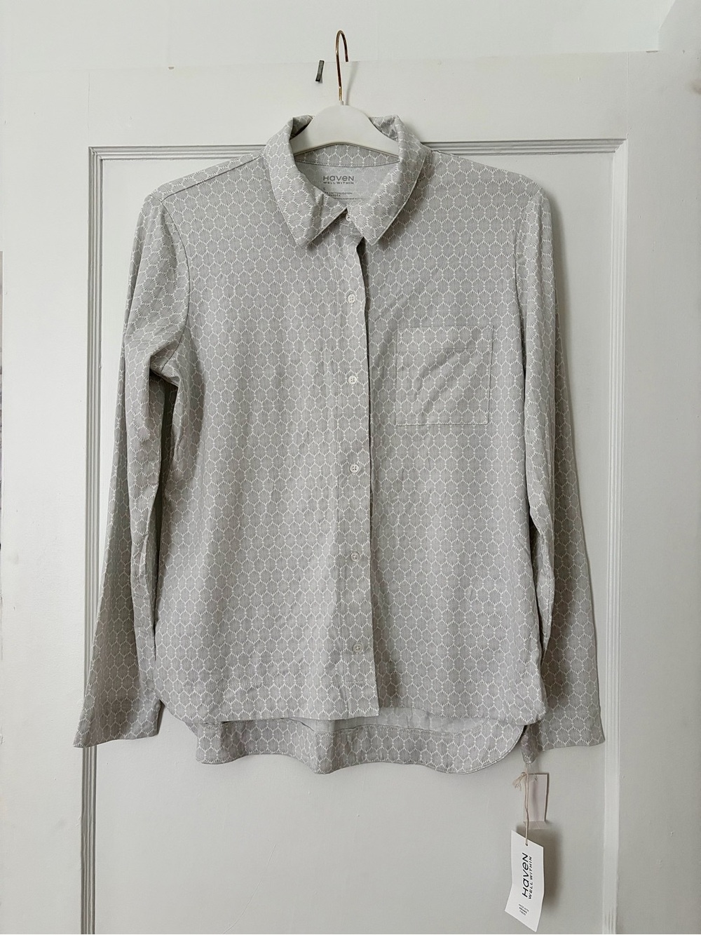 Haven Light Gray Geometric Print Button-Down Shirt
